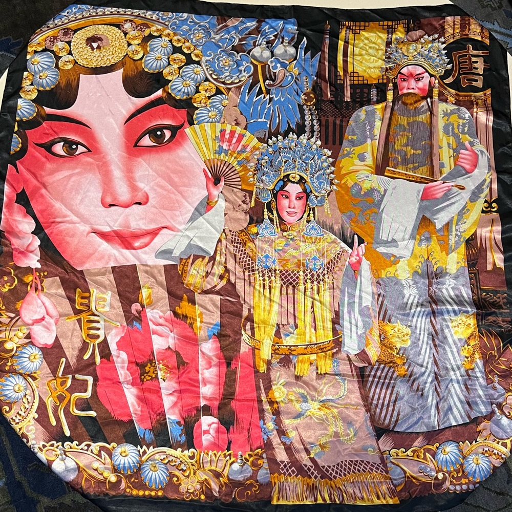 ▪️GLORIOUS & Vibrant Asian Emperor Empress Scarf / Wrap / Art | 34” SQUARE